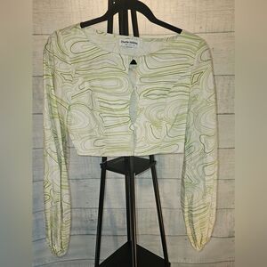 Charlie Holiday Green Abstract Wave Pricillia Women's Crop Top Sz 8